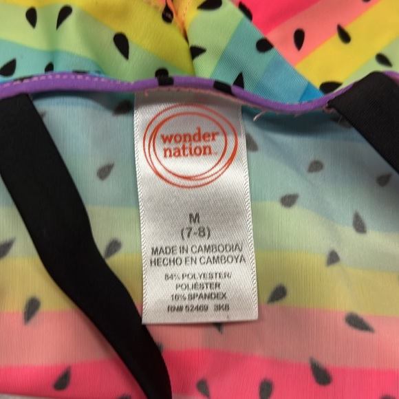 🌸Wonder Nation Rainbow Watermelon Swim Top Sizes M (7-8), XL (14-16) (TOP ONLY) - Picture 8 of 11